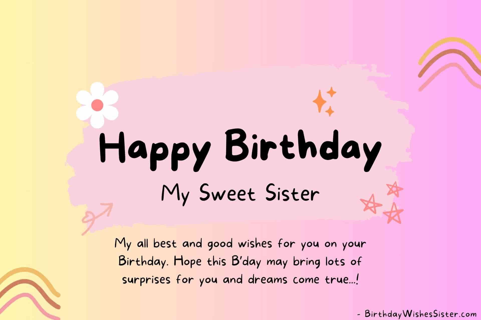 Happy Birthday To My Sister, Birthday Wishes To My Sister